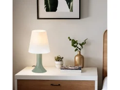 NETTLIFE Lámpara de noche, lámpara de mesa para salón con cable, juego de 2 lámparas de mesa pequeñas verdes, lámparas de mesa modernas E14
