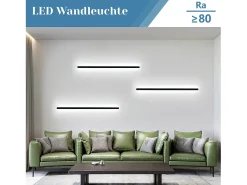 NETTLIFE Lámpara de pared LED negra, 100 CM, Iluminación moderna, Sala de estar, Pasillo, 32 W, Metal, Dormitorio