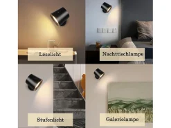 NETTLIFE Lámpara de pared de jaula de metal para interiores, lámpara de techo de metal ajustable moderna regulable de 360 ​​​​°, diseño negro