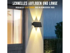 NETTLIFE Lámpara de pared solar para exteriores - Lámparas de pared para exteriores impermeables Lámparas de pared solares de color blanco cálido