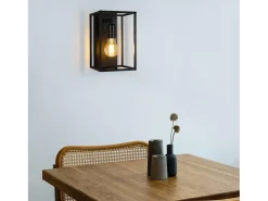 NETTLIFE Lámpara de pared interior negra - Iluminación de pared vintage Iluminación de escalera para dormitorio Lámpara de retro E27 - Sin bombillas