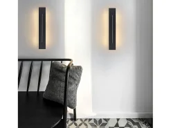NETTLIFE Lámpara de pared interior Lámpara de pared LED 30 CM Lámpara de pasillo moderna Lámpara de escalera negra de dormitorio blanco cálido 8 W