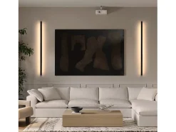 NETTLIFE Lámpara de pared LED para interiores - Moderna lámpara de pasillo blanca cálida de 100 cm 34 W Lámpara de cama negra Iluminación de pared