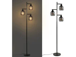 NETTLIFE Lámpara de pie de salón vintage - e27 3 llamas 25W lámpara de pie negra industrial 152CM con interruptor de pie