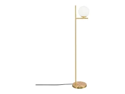 NETTLIFE Lámpara de Pie Industrial Dorada con Interruptor de Pie, Diseño de Metal de Vidrio Blanco, Lámpara de Pie Vintage E27, Cable de 2 Metros