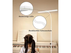 NETTLIFE Lámpara de pie LED para sala de estar regulable - 156 CM moderna con control táctil de 10 W con temporizador con cuello de cisne ajustable