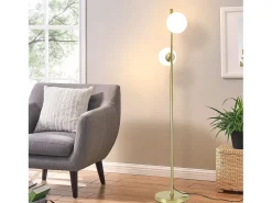NETTLIFE Lámpara de pie moderna para sala de estar - Lámpara de pie de diseño dorado Lámpara de pie con casquillo E27 con interruptor de pie -166 cm