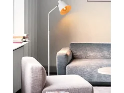 NETTLIFE Lámpara de Pie para Salón, Lámpara de Pie Vintage - 166cm, Diseño Retro, Lámpara de Pie de Metal Blanco con Casquillo E27, Máximo 40W