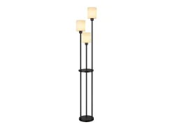 NETTLIFE Lámpara de pie salón E27 vintage blanca 3 lámparas pantalla de tela interruptor de pie