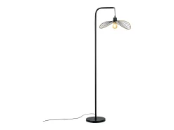Nettlife Lámpara de pie vintage de arco negro – Lámpara industrial de metal E27 con interruptor de pie, ideal para salón u oficina (bombilla no incluida)