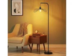 Nettlife Lámpara de pie vintage de arco negro – Lámpara industrial de metal E27 con interruptor de pie, ideal para salón u oficina (bombilla no incluida)