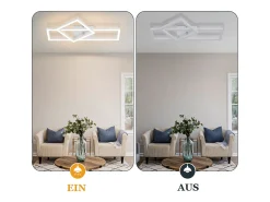 NETTLIFE Lámpara de techo LED para salón, 20 W, diseño moderno, lámpara de cocina, blanco cálido, cuadrada, blanca