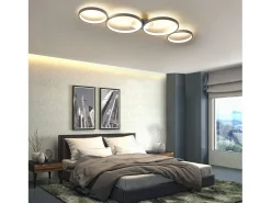 NETTLIFE Lámpara de Techo LED Redonda Moderna Blanco Cálido 3000K Anillo 37W Blanco 89cm Lámpara de Escritorio para Dormitorio Sala de Estar Oficina