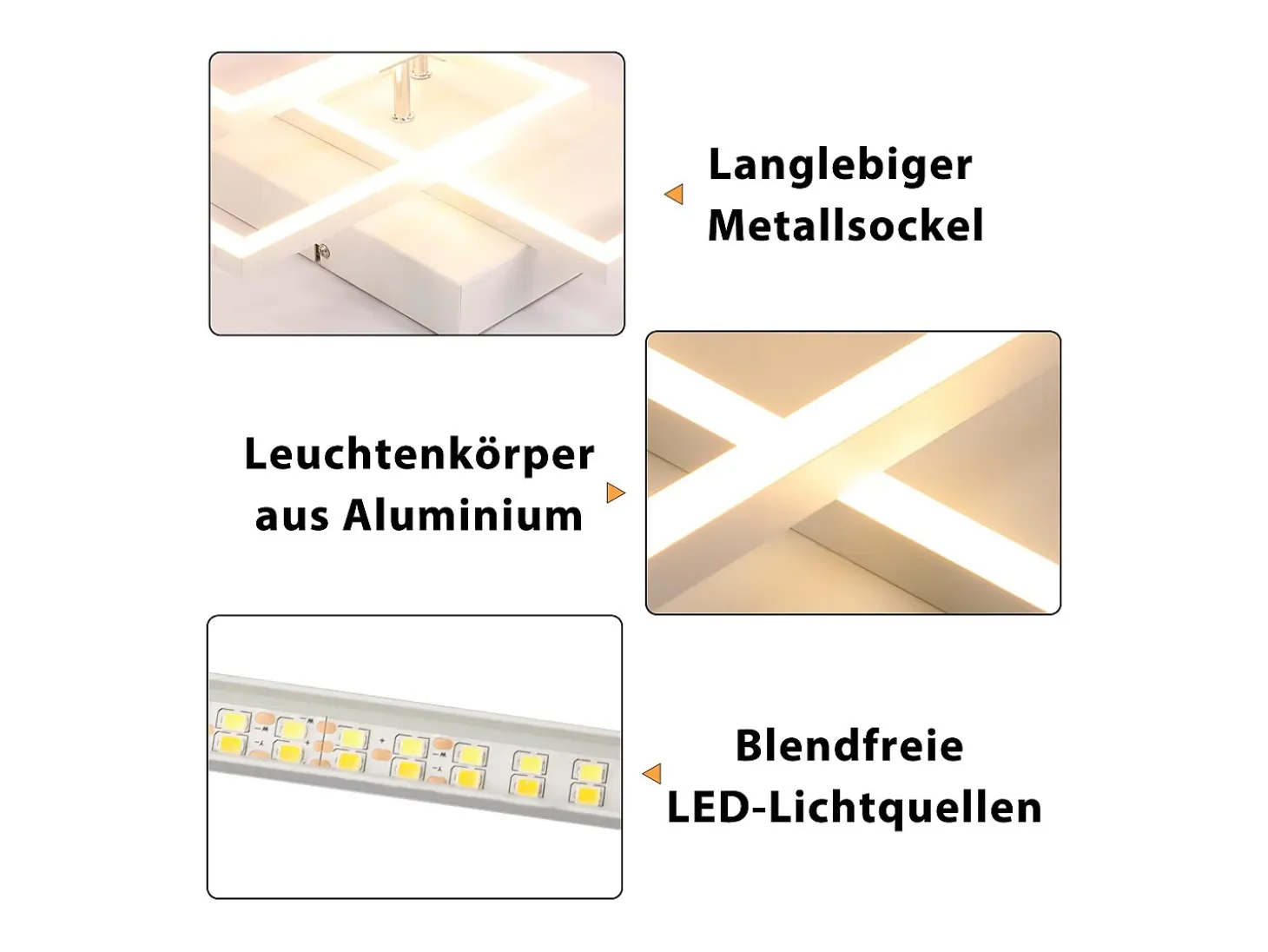 NETTLIFE Lámpara de techo LED para sala de estar, blanca, regulable, cuadrada, moderna, 36 W, con control remoto