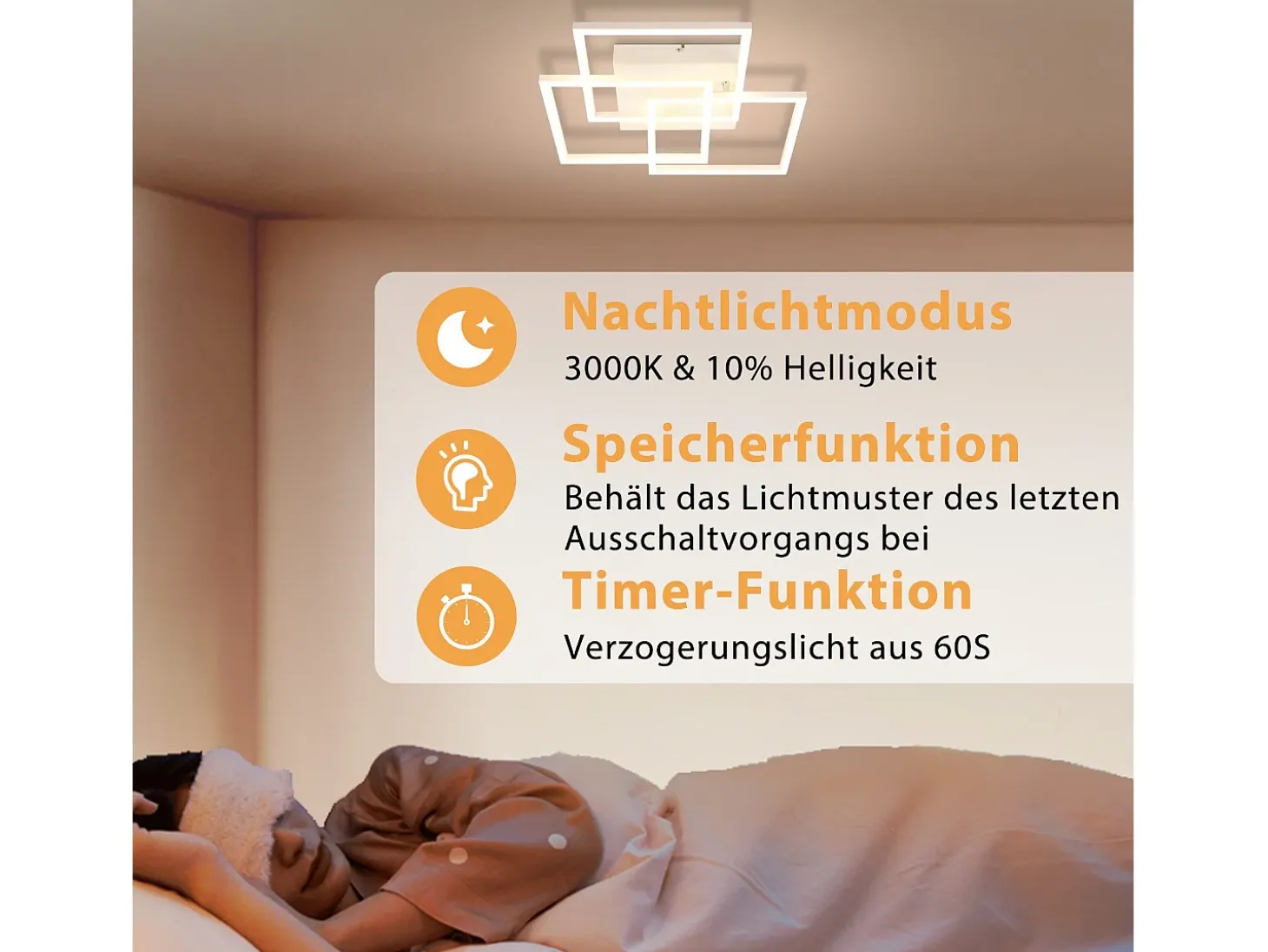 NETTLIFE Lámpara de techo LED para sala de estar, blanca, regulable, cuadrada, moderna, 36 W, con control remoto