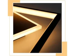 NETTLIFE Lámpara de Techo LED Dormitorio Lámpara Regulable Negra 42W Luz de Techo de acrílico Cuadrada con Control Remoto Moderno para Sala de Estar