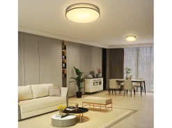 NETTLIFE Lámpara de Techo LED Gris 38W Redonda Moderna Regulable con Control Remoto Lámpara de Dormitorio con Pantalla de Tela Lámpara de para