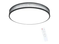 NETTLIFE Lámpara de Techo LED Gris 38W Redonda Moderna Regulable con Control Remoto Lámpara de Dormitorio con Pantalla de Tela Lámpara de para