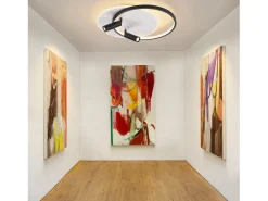 NETTLIFE Lámpara de Techo LED Lámpara de Techo Salón: Lámpara de Salón Regulable 52W con 2 Focos de Techo Negro con Mando a Distancia Acrílico Moderno