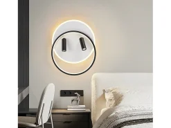 NETTLIFE Lámpara de Techo LED Lámpara de Techo Salón: Lámpara de Salón Regulable 52W con 2 Focos de Techo Negro con Mando a Distancia Acrílico Moderno