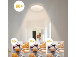 NETTLIFE Lámpara de Techo LED Dormitorio 21 cm 15 W Blanco Cálido Dormitorio Lámpara de con Purpurina Lámpara de Redonda con Estrella Pequeña para
