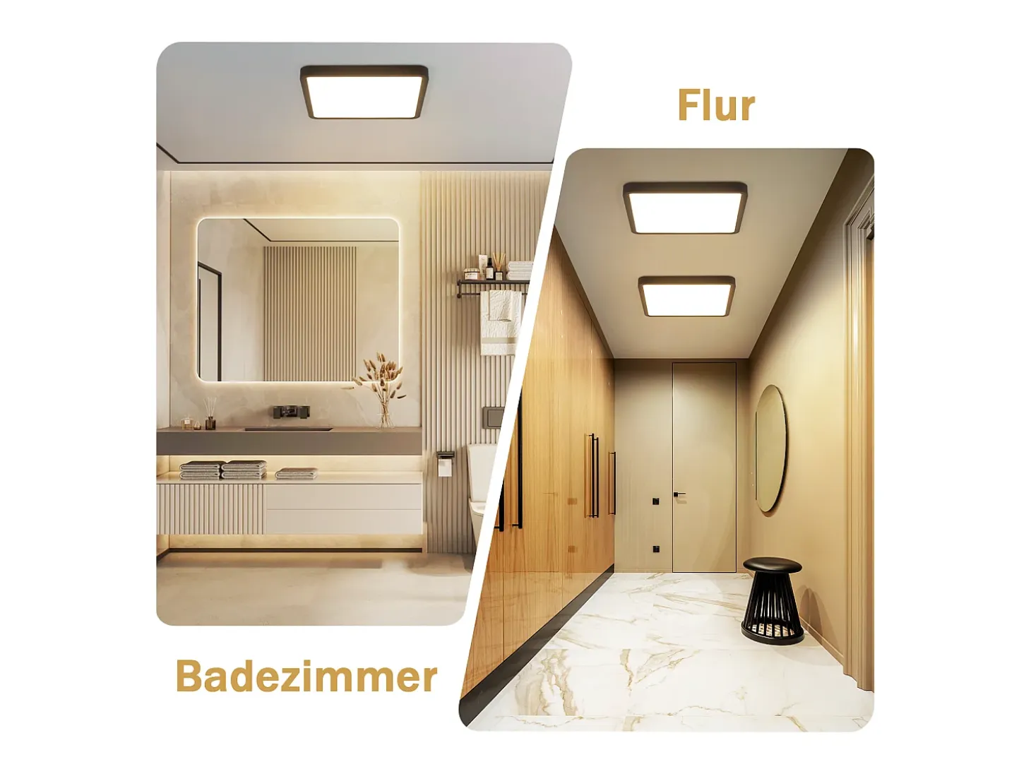 NETTLIFE Lámpara de techo LED plana para dormitorio, 23 cm, 18 W, cuadrada, negra, 3000 K