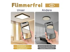NETTLIFE Lámpara de techo LED plana para dormitorio, 23 cm, 18 W, cuadrada, negra, 3000 K