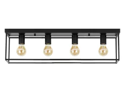 NETTLIFE Lámpara de techo 4 focos E27 vintage negro industrial para dormitorio salón en metal retro