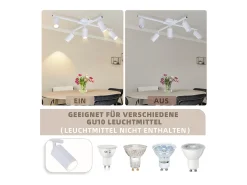 NETTLIFE Lámpara de techo LED blanca GU10, 5 luces, moderna, para salón, giratoria 330°, industrial