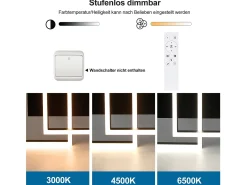 NETTLIFE Lámpara de Techo LED Lámpara de Sala de Estar Negra Lámpara de Dormitorio de 50 W Regulable Moderna con Control Remoto Geométrico para Cocina