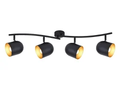 NETTLIFE Lámpara de techo E14, foco industrial de techo negro dorado, orientable y giratorio 350°