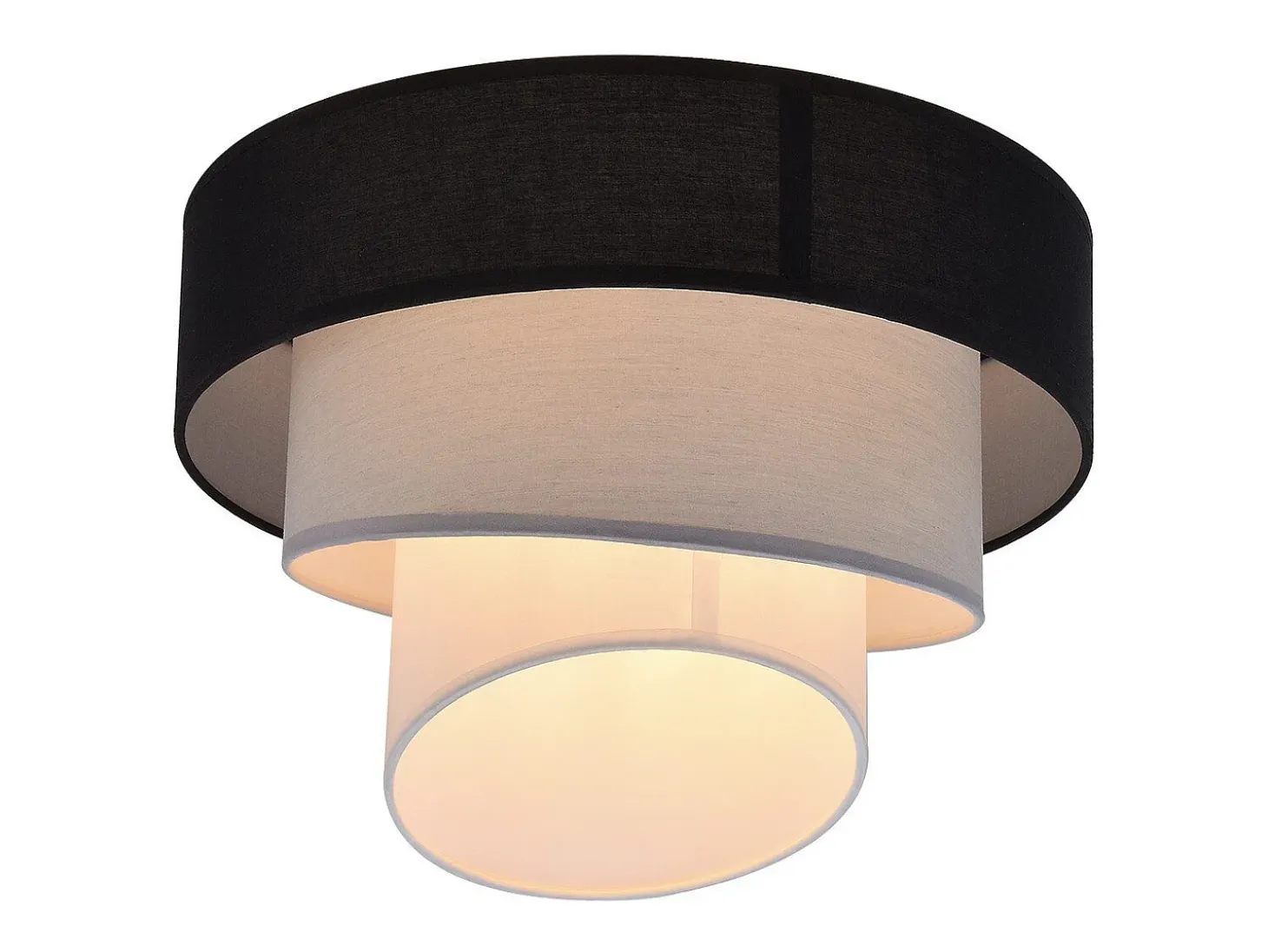 NETTLIFE Lámpara de techo para salón, pantalla de tela, Ø40cm, blanco cálido, E27, moderna, color negro