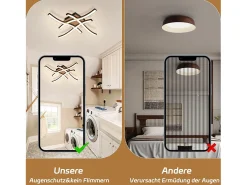 NETTLIFE, lámpara de techo LED de 24W, madera, 3000K, luz blanca cálida, diseño moderno, metal negro.