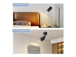 NETTLIFE Lámpara de techo negra, moderno plafón con 1 bombilla orientable de metal GU10.