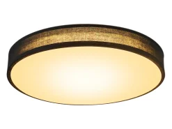NETTLIFE Lámpara de Techo LED 3000K, 12W, 30CM Lámpara Redonda Negra Moderna para Blanca cálida con Pantalla de Tela Luz de Techo para Dormitorio