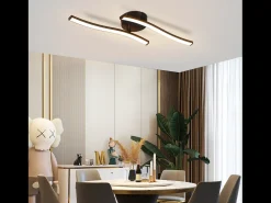 NETTLIFE Lámpara de techo LED para salón, dormitorio, moderna, negra, 12 W, 3000 K, blanco cálido, interior