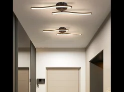 NETTLIFE Lámpara de techo LED para salón, dormitorio, moderna, negra, 12 W, 3000 K, blanco cálido, interior