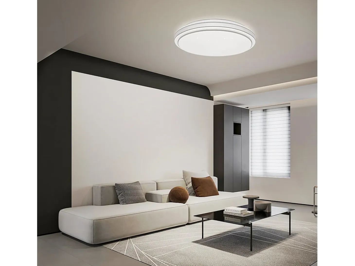 NETTLIFE Lámpara de techo LED redonda moderna, lámpara de dormitorio regulable de 23W con control remoto, lámpara de cielo estrellado de 27cm