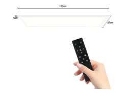 NETTLIFE Lámpara de Techo con Panel LED Blanco Moderno, Lámpara de Techo Regulable de 42 W de Longitud con Control Remoto 100x25 cm para Dormitorio