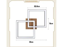 NETTLIFE Lámpara de techo LED negra de madera, 3000K, luz blanca cálida, diseño moderno, 24W