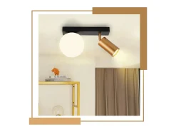 NETTLIFE Lámpara de techo de 2 luces Lámpara de techo vintage de metal con dorado GU10 E14