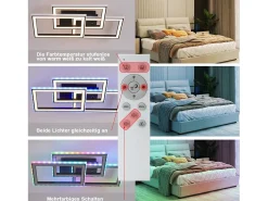 NETTLIFE Lámpara de Techo LED Sala de Estar 45W Lámpara de Sala de Estar Negra Moderna Regulable con Control Remoto Cambio de Color Geométrico para