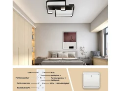 NETTLIFE Lámpara de Techo LED Salón Regulable con Control Remoto 45W 60cm Lámpara de Metal Lámpara de Diseño Moderno para Dormitorio Cocina Oficina