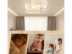 NETTLIFE Lámpara de Techo LED Salón Regulable con Control Remoto 45W 60cm Lámpara de Metal Lámpara de Diseño Moderno para Dormitorio Cocina Oficina