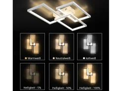 NETTLIFE Lámpara de Techo LED de Metal Blanco 72W 80cm Lámpara de Salón Moderna Regulable con Diseño Rectangular para Dormitorios, Dormitorios
