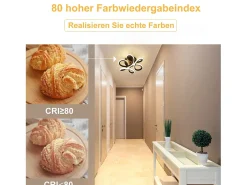 NETTLIFE Lámpara de Techo LED Negra 17W 3000K Lámpara de Moderna Diseño de Metal Geométrico Blanco Cálido para Entrada Dormitorio