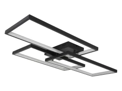 NETTLIFE Lámpara de Techo LED Metal Negro 72W 80CM Lámpara de Salón Moderna Regulable con Control Remoto Diseño Rectangular para Cocinas