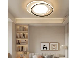 NETTLIFE Lámpara de Techo LED Negro Blanco Redondo 66W Moderno 48,5 cm Regulable con Control Remoto Lámpara de Salón para Dormitorio Cocina Pasillo