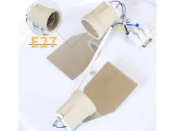 NETTLIFE Lámpara de Techo Redonda Moderna E27 38CM Gris 2 Bombillas Máx.25W con Pantalla de Tela Lámpara de Dormitorio para Salón Pasillo