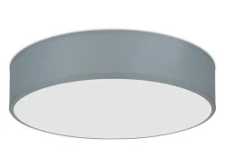 NETTLIFE Lámpara de Techo Redonda Moderna E27 38CM Gris 2 Bombillas Máx.25W con Pantalla de Tela Lámpara de Dormitorio para Salón Pasillo